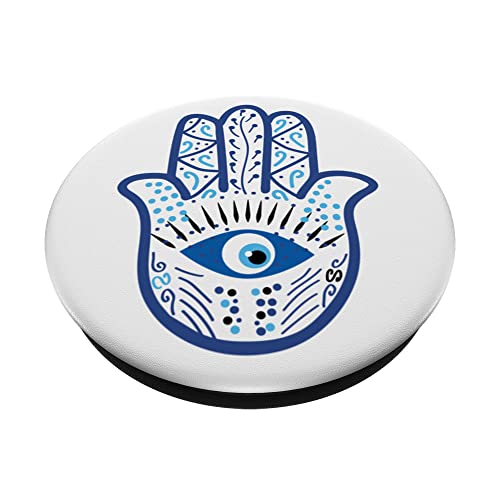 Hamsa Hand Fatima Amulet Tradition Graphic PopSockets Swappable PopGrip, Black - Image 2
