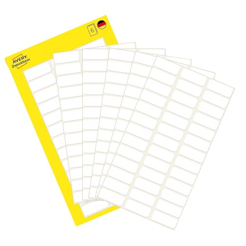 AVERY Zweckform 3073 Haushaltsetiketten selbstklebend (20x8 mm, 234 Aufkleber auf 6 Bogen, Vielzweck-Etiketten für Haushalt, Schule und Büro zum Beschriften und Kennzeichnen) blanko, weiß