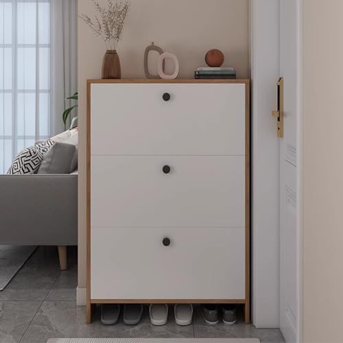 Meuble à chaussures pour couloir étroit avec tiroirs rabattables gain de place discret