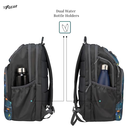 Image of F Gear Akira Black 26L Backpack, 3 Spacious Compartments, 3 Pockets and 1 Hidden Pocket|Anti theft Backpack|Airflow Padded Back Panel|Lightweight & Durable|Ideal for Office, Daily Use & Travel