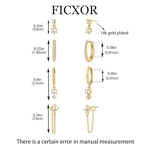 Gold Hoop Earrings for Women, Dainty Stud and Pearl Earring Set, Hypoallergenic Cartilage Earrings for Multiple Piercing, Small Trendy Jewelry3