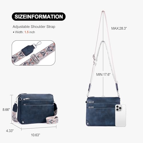 Image of Crossbody Bags for Women Rfid Travel Crossbody Purses Leather Handbags Medium Shoulder bag with Adjustable Strap