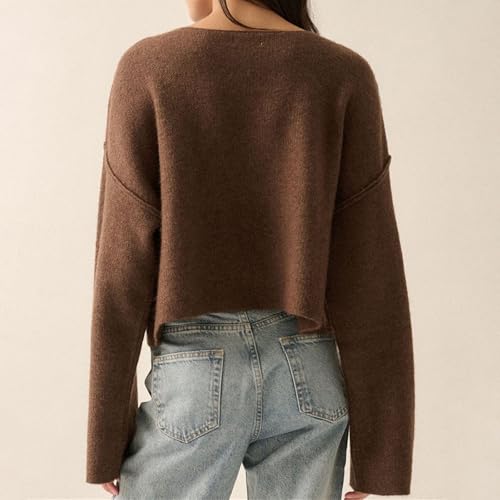 Image of Women Cute Bow Knit Sweater Y2k Long Sleeve Crew Neck Knitted Pullover Top Oversized Going Out Fall Winter Knitwear