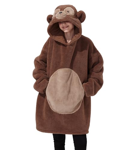 Coskidshas Bear Cosplay Pullovers Hoodie Pajamas Unisex Novelty Animal Halloween Costume Oversized Outfit Comfy Loungewear Dafei Bear One size Brown