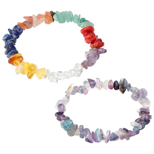 ZGDEIWGF Pack De 2 Pulseras De Cristal, Pulseras Elásticas, Pulseras De Cristal De Moda, Pulseras De Cristal De Colores, Pulseras Elegantes, Pulseras para Mujer