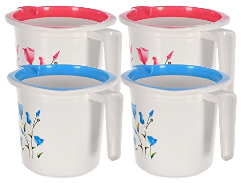 Fun Homes Floral Print Plastic Bathroom Mug 1.5 Litre- Pack of 4 (Blue & Pink)-46FH0201 (B09MT6CXJL) Amazon Price History, Amazon Price Tracker