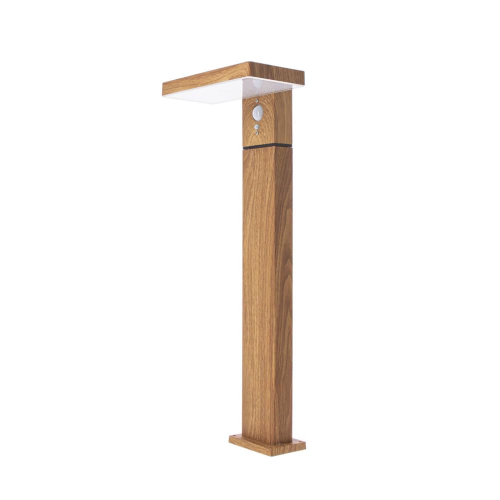Xanlite SO1911W Xanlite-SO1911W Solarleuchte, 600 Lumen, IP44, Bewegungsmelder, 3 Betriebsmodi, neutralweiß, Aluminium + Kunststoff-Finish aus Holz, Schwarz