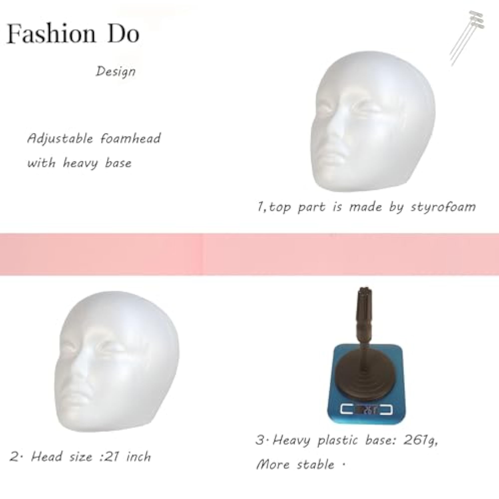 Adjustable Styrofoam Mannequin Head Holder Stand