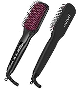 Prizm Hair Straightener Brush, 2-in-1 Double Negative Ion Hot Comb for Smooth, 30s Fast Heating f...