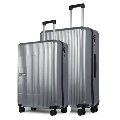 Image of Move-Meant Travel Pro Small & Medium 55 & 66Cm Suitcase 8 Wheels Number Lock Poly Carbonate Silver Trolley Bag for Men & Women | 360 Degree Wheeling Luggage | Trolley Bags for Travel