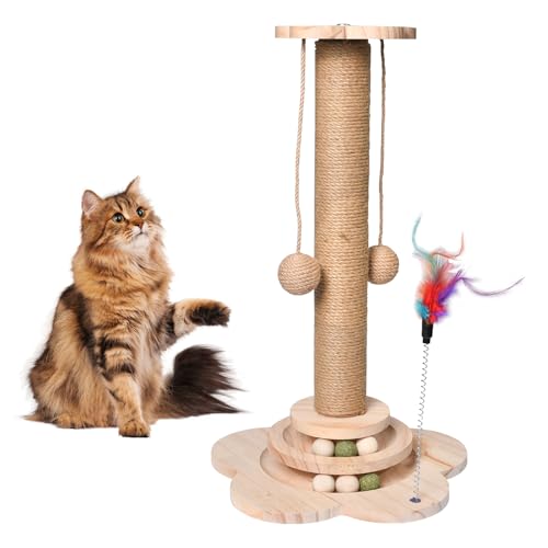 Rascador para gatos con sisal y madera, 50 cm miniatura 1