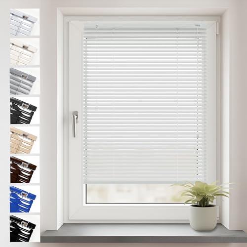Sonello Aluminium Jalousien Fenster Ohne Bohren 80x100cm Weiß Klemmfix