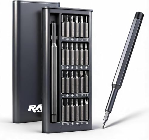 RAW LOCK 24-in-1 Precision Screwdriver Set Magnetic Mini Screwdriver Kit for Phone Laptop PC Watch & Electronics Repair Premium Alloy Handle with Magnetic Storage Case