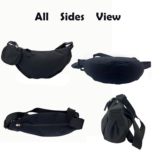 Image of Nylon Crescent Crossbody Bag for Women Purses Trendy Men,Small Travel Sling Bag Hobo