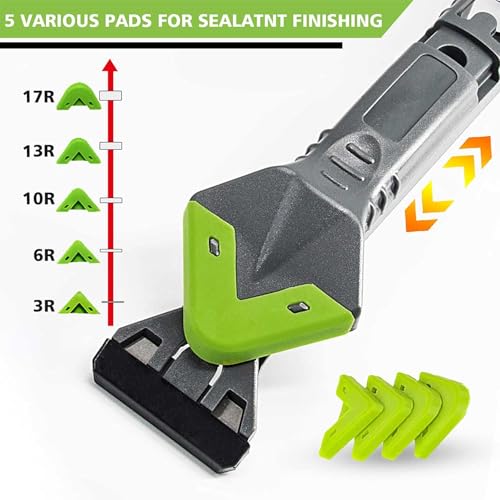 caulk remover tool,Silicone Caulking Tool Kit,Caulking Tool 5 in 1 with Grout Scraper,Adhesive Residue Scraper Seam Repair Kit,Ideal for Kitchen, Bathroom, and Window Sealing Finishing - Image 6