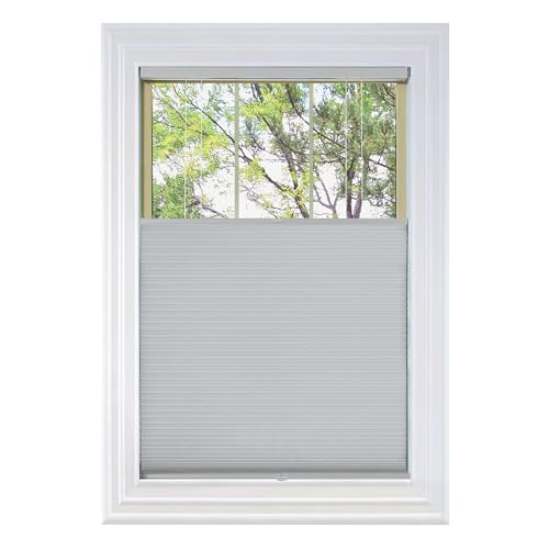 BlindsAvenue Cordless Top Down Bottom Up Cellular Honeycomb Shade, 9/16" Single Cell, Blackout, Gray Sheen, Size: 25.5" W x 72" H