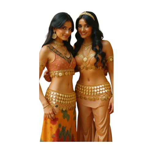 TrendyFashionJewelry Women Belt Waist Hip Gold Metal Chain Waistband Wave Ethnic Greek Coin Belly Dance S M3