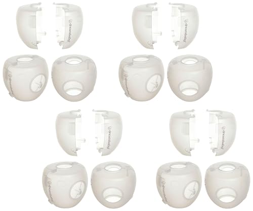 Image of Dreambaby EZY-Fit Door Knob Child Proof Safety Covers - Fits Most Standard Doorknobs - Suitable for Push & Twist Locks - White - 12 Pack - Model L908