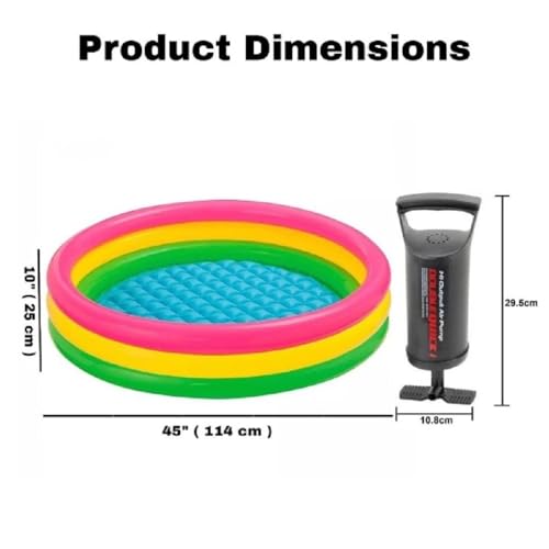 Image of LONGMIRE 4 Ft Round with Pump Swimming Bath Tub for Kids | Inflatable Sunset Glow Round Colourful Ring Baby Portable Baby Bath tub | 0-5 Years | Indoor & Outdoor Swimming Pool for Kids (Multi Color)