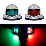 Osaid Boat Navigation Light LED, Deck Mount LED Navigation Lights (Red and Green) Perfect for Boat, Pontoon, Yacht, Skeeter, Sailing Signal Lights, DV 12V, Stainless Steel Cover