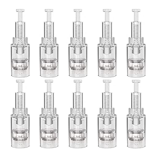 JINJUMEI 10 Pcs 36 Pin Agujas Dermapen,Dermapen Profesional, Micro Agujas de Reemplazo Sin dolor puntas cartucho Ranura Roscada para Antienvejecimiento Arrugas Rejuvenecimiento de la piel