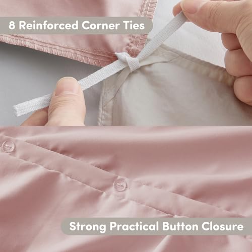 Image of Nestl Twin Duvet Cover Set Peach Beige - Soft Double Brushed Duvet Set with Button Closure & Corner Ties, 2 Piece Luxurious Pinch Pleated Duvet Cover Set 68x90 Inches with 1 Pillow Sham