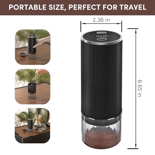 Wirsh M150F Burr Coffee Grinder-Rechargeable Battery Operated Coffee Grinder thumb #3