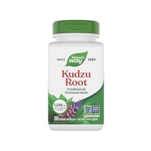 Natures Way Kudzu Root 1 226 mg per 2-Capsule Serving Non-GMO Project Verified 50 Vegan Capsules (Packaging May Vary)