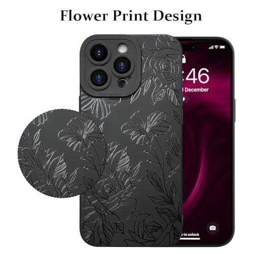 Coque fleur noire iPhone 16 Pro accessoire tendance pour femmes