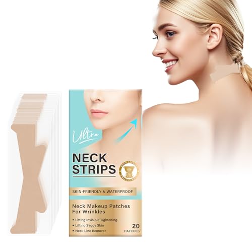 Barklytic Neck Tape Lifting Invisible Highly Elastic Breathable & Sweatrproof Tape for Neck Sagging Skin & Wrinkle Invisible Lift Neck Tape 20 Patches Comfortable Fit