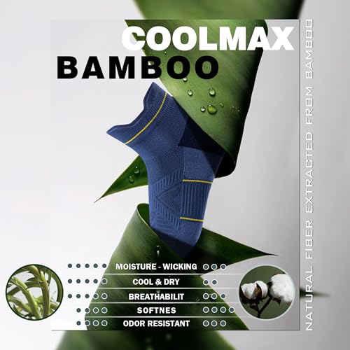 BRISIRA Bamboo Viscose Compression High Ankle Socks Men Women Cushioned Anti Blister HIking Golf Arch Support Running Socks2