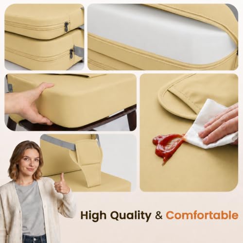 Image of Booster Seat for Kitchen Chair for Toddlers, Kitchen Chair Booster Cushion | Toddler Booster Seat for Dining Table with Backrest & Adjustable Straps, Non-Slip Portable Travel Cushion, Khaki