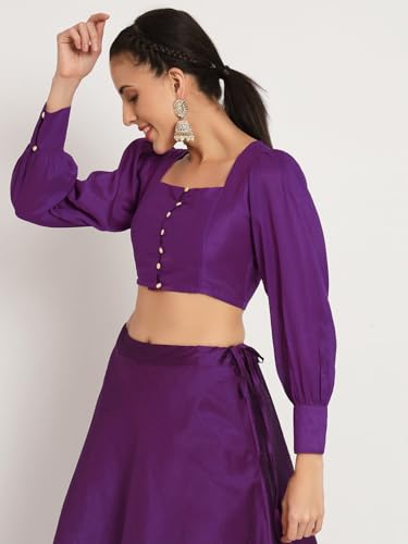 Image of studio rasa Chroma Button Down Shirt Style Blouse Crop Top for Women Girls Casual Party
