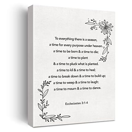 Christian Canvas Wall Art Motivational Ecclesiastes 3:1-4 Canvas Print Scripture Bible Verse Painting Home Wall Decor Framed Inspirational Gift 12x15 Inch