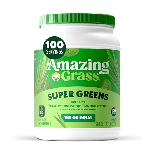 Amazing Grass Greens Blend Superfood: Super Greens Powder Smoothie Mix with Organic Spirulina, Alfalfa, Beet Root Powder, Digestive Enzymes & Probiotics, Original, 100 Servings (Packaging May Vary)