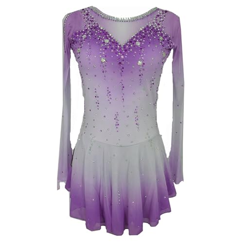 LIUHUO Vestito elegante blu per pattinaggio artistico, per ragazze e donne, vestito da competizione per danza sul ghiaccio, abbigliamento da pattinaggio, Viola, M