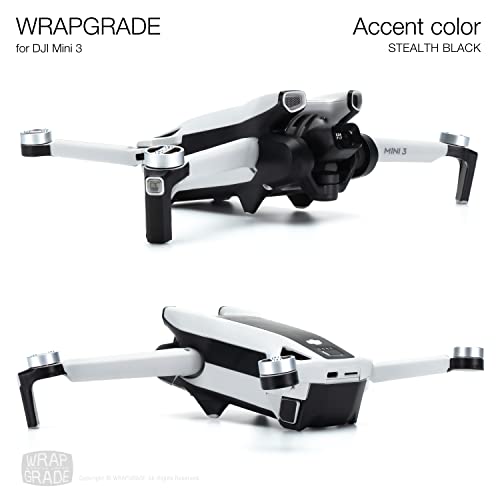 Skin compatible avec DJI Mini 3 WRAPGRADE kit de stickers haute précision Stealth Black - 4