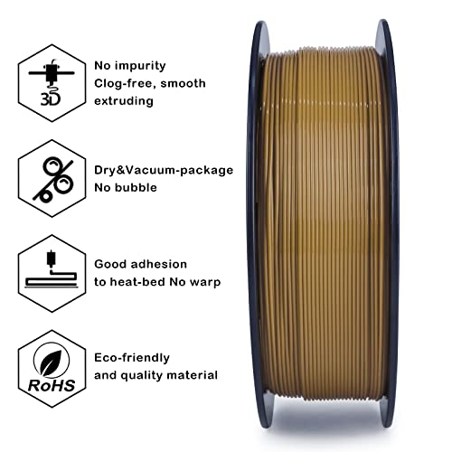 Image of ZIRO 3D Printer Filament, 1.75mm PLA Filament, Plastic Reel 2.2lbs, Brown | Fit for Most FDM 3D Printer, 1.75mm 1KG Spool, Dimensional Accuracy + /-0.03mm, Colorful PLA FilamenT