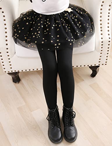 Kiench Girls' Leggings with Ruffle Tulle Tutu Skirts Attached Footless Tights4