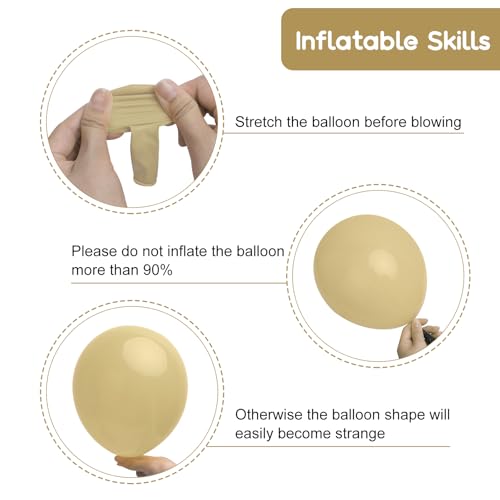 Image of RUBFAC 129pcs Light Brown Balloons Different Sizes 18 12 10 5 Inch Latex Tan Balloon Kit for Birthday Party Baby Shower Wedding Anniversary Decoration