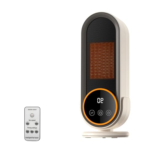 Journeyside Calefactor Eléctrico 1200W, Calefactor de PTC con 2 Ajustes Temperatura, Temporizador de 30/60/90 Mins, Calentamiento Rápido, Calefactor Bajo Consumo Cerámico para oficina y dormitorio