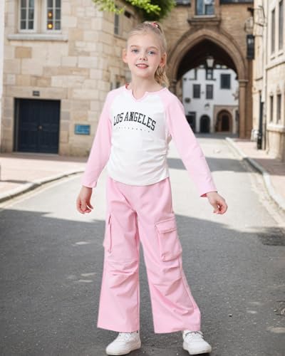 Image of Kucnuzki Toddler Baby Girl Clothes Long sleeve Fall Winter Shirt Tops Baggy Jeans Pants Set Kids Girls Outfits 2 Piece