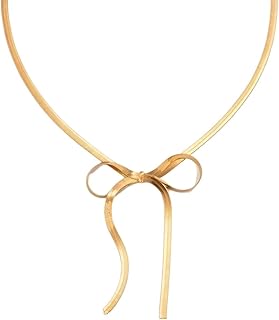 طوق رقبة بشكل فيونكة للنساء من الفولاذ المقاوم للصدأ، مجوهرات شخصية للنساء والفتيات، سلسلة على شكل عظمة ثعبان
