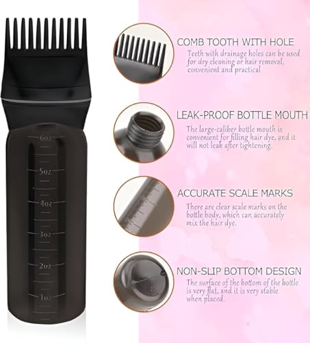HIYON Hair Dye Applicator Bottle with Comb Nozzle | Refillable Squeeze Bottle for Oil, Color, or Shampoo | Root Touch-Up Tool for Hair Coloring | Leakproof Plastic | 3 Color Variants - Image 8 thumbnail