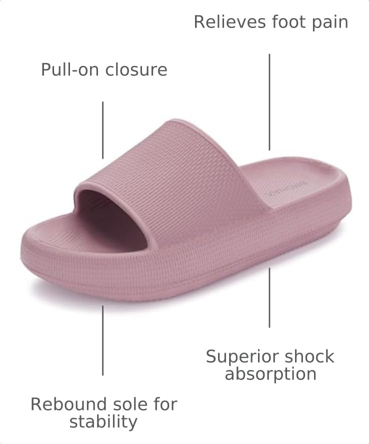 Image of BRONAX Cushioned Thick Sole Pillow Slippers for Women and Men Y10 | Cloud-Like Soft Sole, Foot Pain Relief, EVA Platform Sole, Indoor Outdoor Slides, Waterproof Shower Ready, Quick-Drying