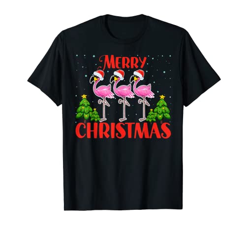 Merry Christmas - Flamingo Lover Xmas Santa Hat Christma Camiseta