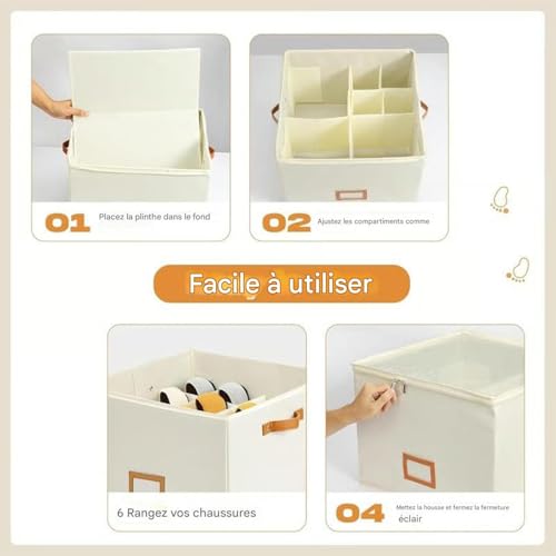Range-chaussures empilable avec séparateur pour entrée et appartement - 5