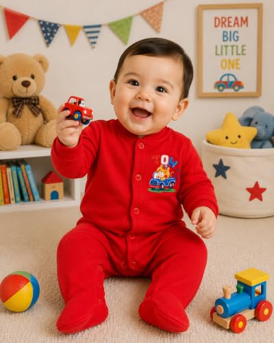 Image of EIO 100% Cotton Rompers /Sleep Suits /Jumpsuit /Night Suits for Baby Boys & Girls, Infants, New Born Pack of 3