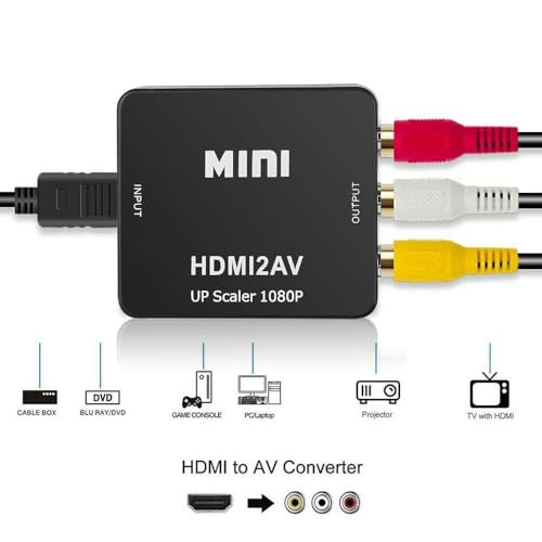 Image of HDTV /HDMI to AV /3RCA Scaler Adapter HD Video Composite Converter Box Support NTSC PAL New (White) with CableHDMI /HDTV to AV /3RCA Scaler Adapter (White) with Cable