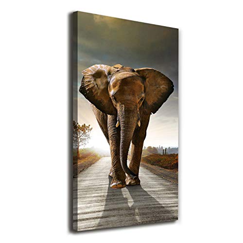 Tableau éléphant brun impression sur toile 60x120 cm décoration murale Tulup